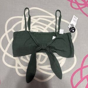 Hollister Olive Green Tie Front Crop Top